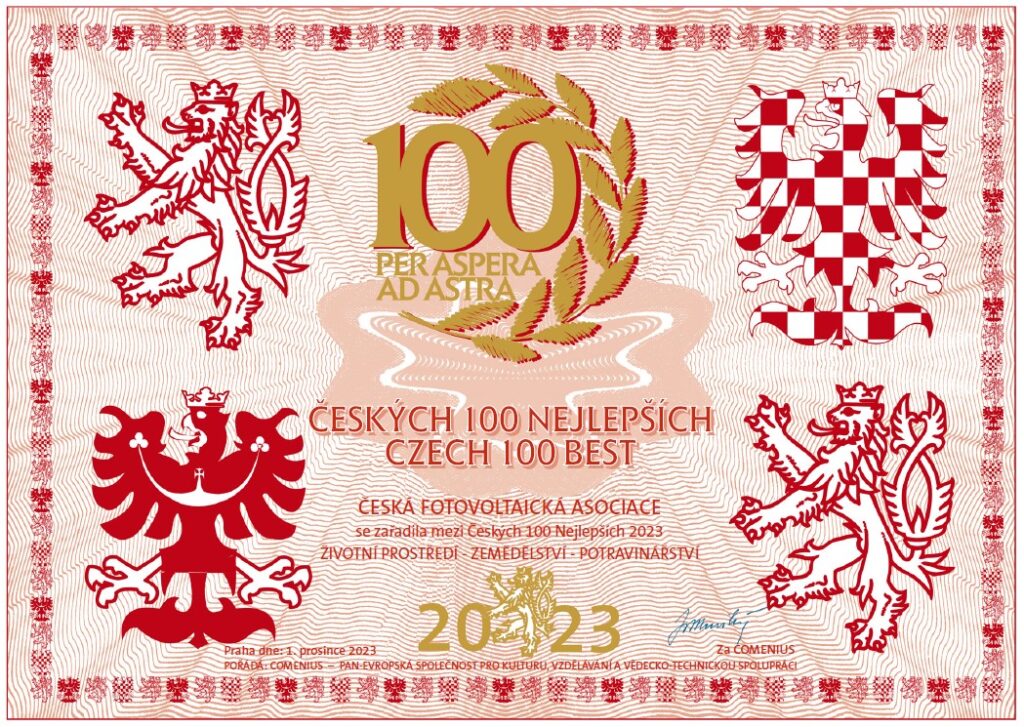 Českých 100 nejlepších Czech 100 BEST Česká fotovoltaická asociace